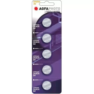 AgfaPhoto Knopf-Lithiumbatterie CR2025, Blister 5 Stück