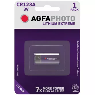 AgfaPhoto Lithium-Fotobatterie CR123A, Blister 1 Stück