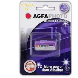 AgfaPhoto Lithium-Fotobatterie CR123A, Blister 1 Stück