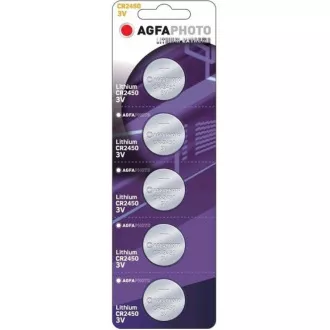 AgfaPhoto Knopf-Lithiumbatterie CR2450, Blister 5 Stück
