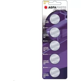 AgfaPhoto Knopf-Lithiumbatterie CR2450, Blister 5 Stück
