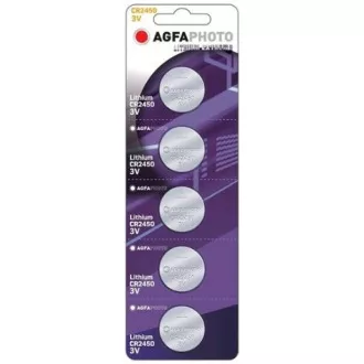 AgfaPhoto Knopf-Lithiumbatterie CR2450, Blister 5 Stück