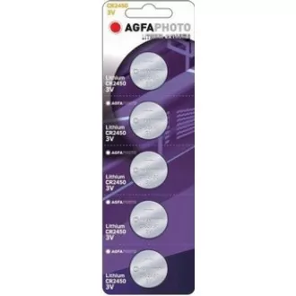 AgfaPhoto Knopf-Lithiumbatterie CR2450, Blister 5 Stück