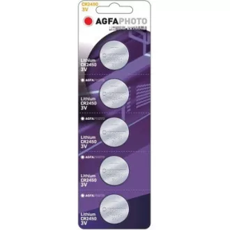 AgfaPhoto Knopf-Lithiumbatterie CR2450, Blister 5 Stück