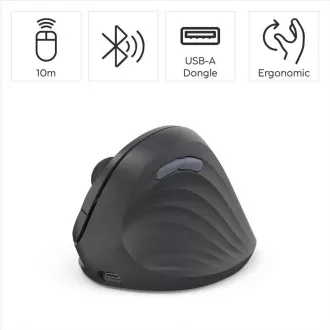 Hama Vertical Ergonomic Wireless Mouse EWM-600R, Rechtshänder, wiederaufladbar, Multi Device