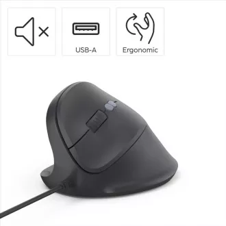 Hama vertikale ergonomische kabelgebundene Maus ECM-500L, für Linkshänder, schwarz