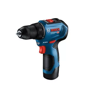 BOSCH GSR 12V-30, Akku-Bohrschrauber, 0 - 420 / 0 - 1.600 U/min, 8 mm, Bitsatz und Bohrer, Tasche