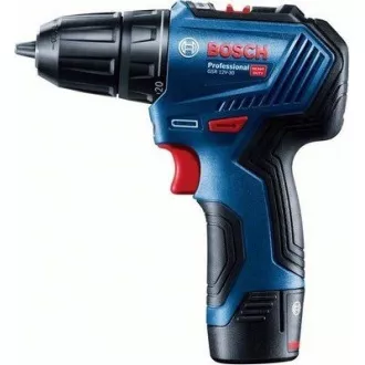 BOSCH GSR 12V-30, Akku-Bohrschrauber, 0 - 420 / 0 - 1.600 U/min, 8 mm, Bitsatz und Bohrer, Tasche