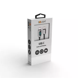 Solight USB-C Kabel mit Display, USB-C Stecker - USB-C Stecker, 100W, 1m Solight USB-C Kabel mit Display, USB-C Stecker - USB-C Stecker, 100W, 1m