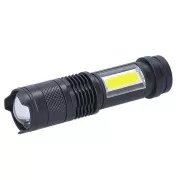 Solight LED wiederaufladbare Taschenlampe mit Zoom, 100lm   70lm, Li-Ion, USB, schwarz