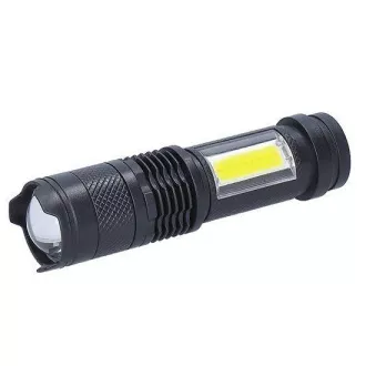 Solight LED wiederaufladbare Taschenlampe mit Zoom, 100lm   70lm, Li-Ion, USB, schwarz
