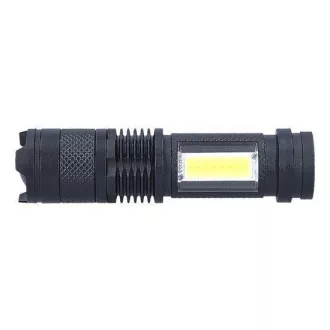 Solight LED wiederaufladbare Taschenlampe mit Zoom, 100lm   70lm, Li-Ion, USB, schwarz