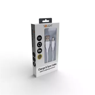 Solight Lightning Kabel, USB 2.0 A Stecker - Lightning Stecker, Silikon, 2m
