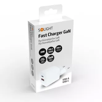 Solight USB-C   USB-A Schnellladegerät GaN 20W PD