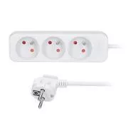 Solight Verlängerungskabel 3m, 3 Steckdosen, 16A/3680W, PVC, weiß