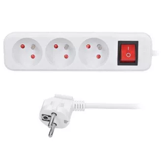 Solight Verlängerungskabel 3m, 3 Steckdosen, Schalter, 16A/3680W, PVC, weiß Solight Verlängerungskabel 3m, 3 Steckdosen, Schalter, 16A/3680W, PVC, weiß