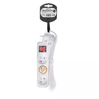 Solight Verlängerungskabel 3m, 3 Steckdosen, Schalter, 16A/3680W, PVC, weiß Solight Verlängerungskabel 3m, 3 Steckdosen, Schalter, 16A/3680W, PVC, weiß