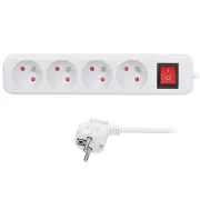Solight Verlängerungskabel 5m, 4 Steckdosen, Schalter, 16A/3680W, PVC, weiß