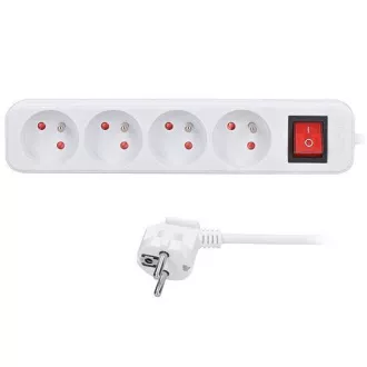 Solight Verlängerungskabel 5m, 4 Steckdosen, Schalter, 16A/3680W, PVC, weiß