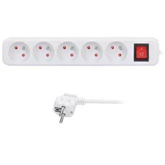 Solight Verlängerungskabel 3m, 5 Steckdosen, Schalter, 16A/3680W, PVC, weiß Solight Verlängerungskabel 3m, 5 Steckdosen, Schalter, 16A/3680W, PVC, weiß