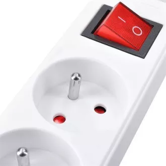 Solight Verlängerungskabel 3m, 5 Steckdosen, Schalter, 16A/3680W, PVC, weiß Solight Verlängerungskabel 3m, 5 Steckdosen, Schalter, 16A/3680W, PVC, weiß
