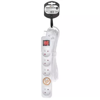 Solight Verlängerungskabel 3m, 5 Steckdosen, Schalter, 16A/3680W, PVC, weiß Solight Verlängerungskabel 3m, 5 Steckdosen, Schalter, 16A/3680W, PVC, weiß