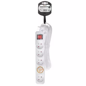 Solight Verlängerungskabel 5m, 5 Steckdosen, Schalter, 16A/3680W, PVC, weiß Solight Verlängerungskabel 5m, 5 Steckdosen, Schalter, 16A/3680W, PVC, weiß