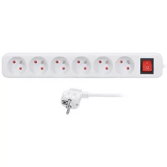 Solight Verlängerungskabel 3m, 6 Steckdosen, Schalter, 16A/3680W, PVC, weiß Solight Verlängerungskabel 3m, 6 Steckdosen, Schalter, 16A/3680W, PVC, weiß
