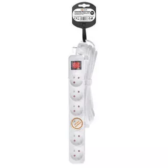 Solight Verlängerungskabel 3m, 6 Steckdosen, Schalter, 16A/3680W, PVC, weiß Solight Verlängerungskabel 3m, 6 Steckdosen, Schalter, 16A/3680W, PVC, weiß