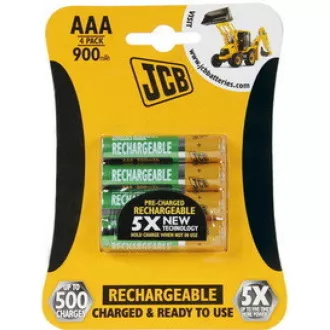 JCB RTU NiMH AAA / R03, 900mAh, vorgeladen, Blister 4 Stück JCB RTU NiMH AAA / R03, 900mAh, vorgeladen, Blister 4 Stück