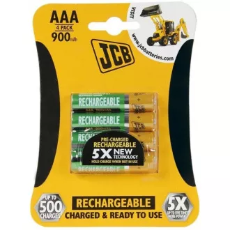 JCB RTU NiMH AAA / R03, 900mAh, vorgeladen, Blister 4 Stück JCB RTU NiMH AAA / R03, 900mAh, vorgeladen, Blister 4 Stück