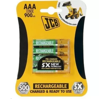 JCB RTU NiMH AAA / R03, 900mAh, vorgeladen, Blister 4 Stück JCB RTU NiMH AAA / R03, 900mAh, vorgeladen, Blister 4 Stück