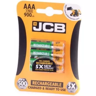 JCB RTU NiMH AAA / R03, 900mAh, vorgeladen, Blister 4 Stück JCB RTU NiMH AAA / R03, 900mAh, vorgeladen, Blister 4 Stück