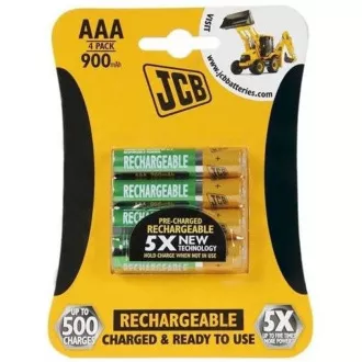 JCB RTU NiMH AAA / R03, 900mAh, vorgeladen, Blister 4 Stück JCB RTU NiMH AAA / R03, 900mAh, vorgeladen, Blister 4 Stück