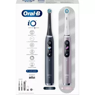 Oral-B iO Series 9 Duo Black Onyx & Rose Quartz elektrisches Zahnbürsten-Set, magnetisch, 7 Modi, AI