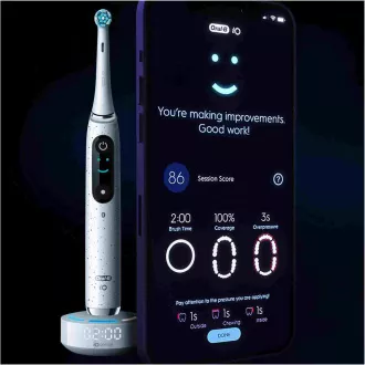 Elektrische Zahnbürste Oral-B iO10, 7 Betriebsarten, Timer, Drucksensor, 3D-Mapping und intelligente Funktionen, weiß Elektrische Zahnbürste Oral-B iO10, 7 Betriebsarten, Timer, Drucksensor, 3D-Mapping und intelligente Funktionen, weiß
