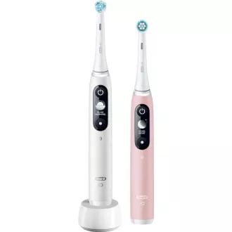 Oral-B iO Series 6 Duo White & Pink Sand elektrisches Zahnbürsten-Set, 5 Modi, AI, Timer