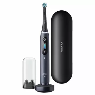 Elektrische Zahnbürste Oral-B iO8 Black Onyx, magnetisch, 6 Betriebsarten, Timer, Drucksensor, Etui, schwarz