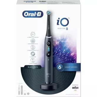 Elektrische Zahnbürste Oral-B iO8 Black Onyx, magnetisch, 6 Betriebsarten, Timer, Drucksensor, Etui, schwarz