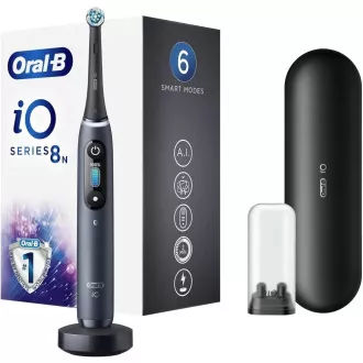 Elektrische Zahnbürste Oral-B iO8 Black Onyx, magnetisch, 6 Betriebsarten, Timer, Drucksensor, Etui, schwarz