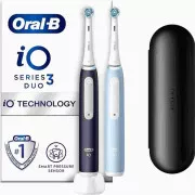 Oral-B iO Series 3 Duo Black & Blue elektrische Zahnbürste, 3 Betriebsarten, Timer, Drucksensor, Etui