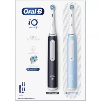 Oral-B iO Series 3 Duo Black & Blue elektrische Zahnbürste, 3 Betriebsarten, Timer, Drucksensor, Etui
