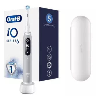 Elektrische Zahnbürste Oral-B iO Series 6 Grey Opal, magnetisch, 5 Betriebsarten, Drucksensor, AI, Etui Elektrische Zahnbürste Oral-B iO Series 6 Grey Opal, magnetisch, 5 Betriebsarten, Drucksensor, AI, Etui