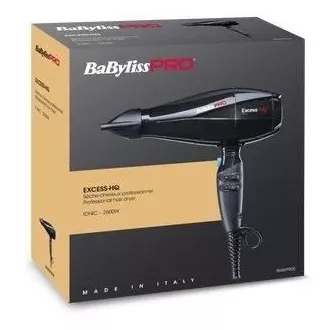 Babyliss PRO BAB6990IE Excess HQ Haartrockner, 2600 W, 2 Geschwindigkeiten, 3 Temperaturen, mit Konzentrator, schwarz