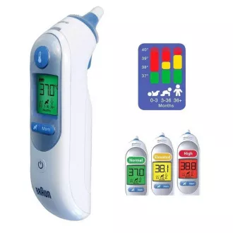 Braun IRT 6520 ThermoScan 7 berührungsloses Thermometer, digital, Ohr, Speicher für 9 Messungen