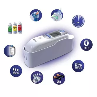 Braun IRT 6520 ThermoScan 7 berührungsloses Thermometer, digital, Ohr, Speicher für 9 Messungen