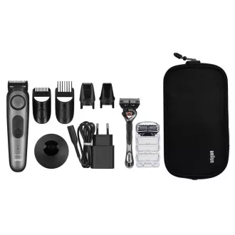 Braun BT7940 Bartschneider, 0,5-20 mm, wiederaufladbar, 4 Aufsätze   Gillette, grau