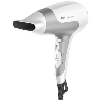 Braun Satin Hair 5 HD580 Haartrockner, 2500 W, 2 Geschwindigkeiten, 3 Temperaturen, Aufhängeöse, weiß