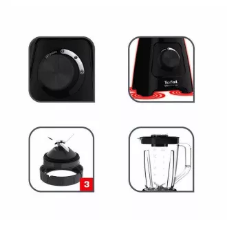 Tefal BL420838 Blendforce 2 Tischmixer, 600 W, 2 Geschwindigkeiten, Impulsfunktion, Eiscrusher, Smart Lock, schwarz