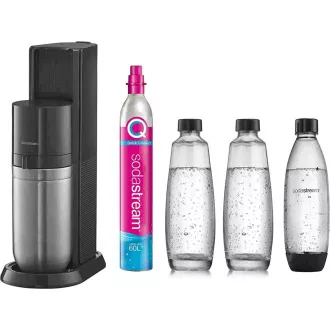 SodaStream Duo Titan Promo-Pack Sodamaschine, 2 Glasflaschen, 1 Kunststoffflasche, CO2-Flasche, schwarz SodaStream Duo Titan Promo-Pack Sodamaschine, 2 Glasflaschen, 1 Kunststoffflasche, CO2-Flasche, schwarz